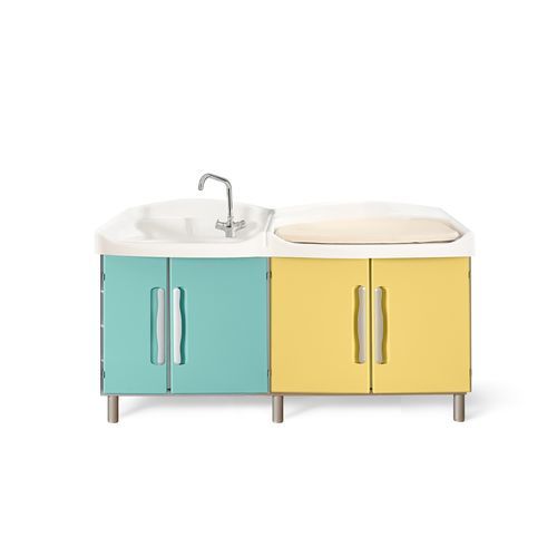 Mobile con fasciatoio con lavabo integrato - SHARON PRAXIS - Favero Health Projects - con lavabo / con vaschette portaoggetti / per ospedali