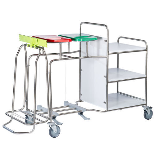 Carrello portabiancheria per sacchi puliti - Iseo Trio CBPXPW - Francehopital - per sacchi sporchi / medico / con ripiano
