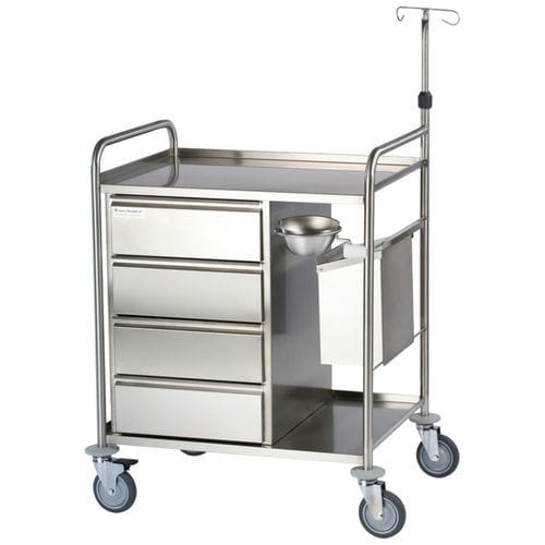 Carrello per anestesia - UC75524C - Francehopital - portarifiuti / in acciaio inossidabile / 4 cassetti