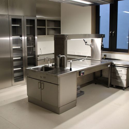 Workstation da laboratorio per macroscopia - 88631 - Funeralia - da terra / con lavandino / ventilata