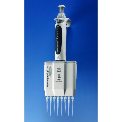 Micropipetta manuale - Transferpette® S-8 - Glaswarenfabrik Karl Hecht - a pistone / 8 canali / a volume regolabile