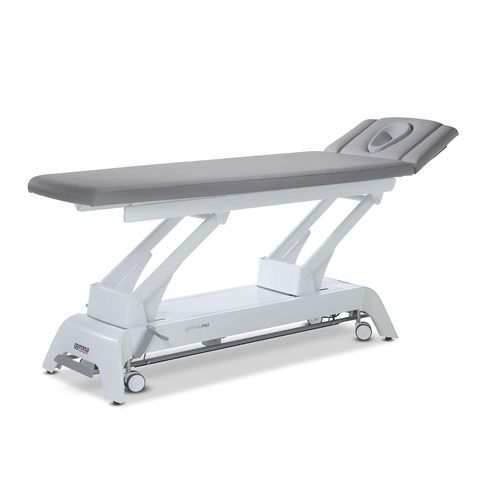 Lettino da massaggio elettrico - PRO D4 - GymnaUniphy - su rotelle / con schienale ad altezza regolabile / a 2 sezioni