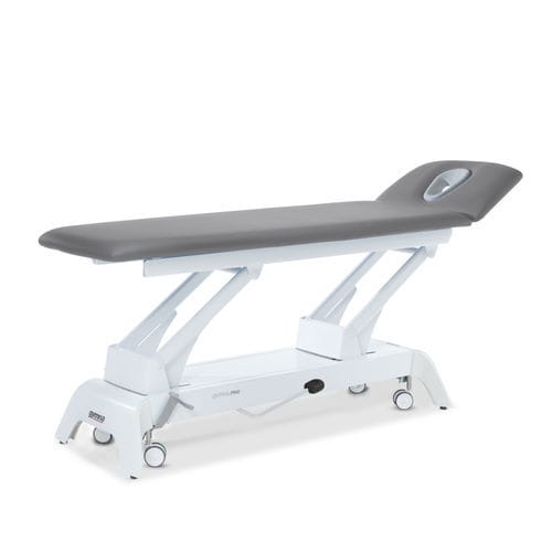 Lettino da massaggio idraulico - PRO D2 Hydraulic - GymnaUniphy - su rotelle / con schienale ad altezza regolabile / a 2 sezioni