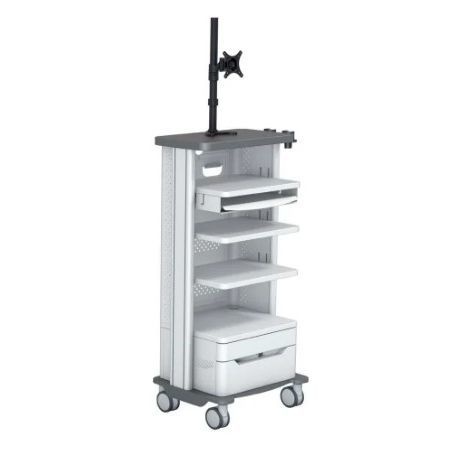 Carrello per endoscopia -  „Klinik“ - HEBUmedical   - per monitor / in alluminio / 1 cassetto