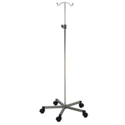 Asta portaflebo con rotelle - H162 - Hidemar - 2 ganci / telescopica / in acciaio inossidabile