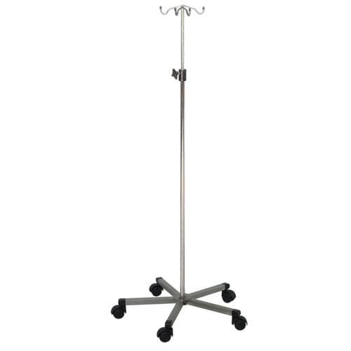 Asta portaflebo con rotelle - H163 - Hidemar - 4 ganci / telescopica / in acciaio inossidabile