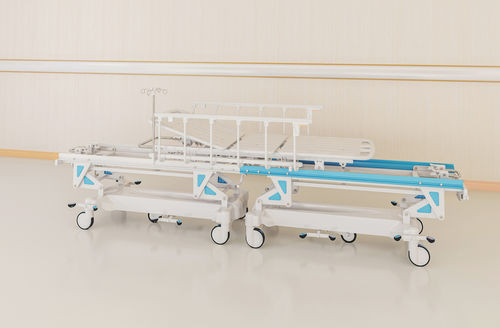 Barella con carrello passamalati - B01-1 - Hopefull Medical Equipment - manuale / ad altezza regolabile / con schienale regolabile