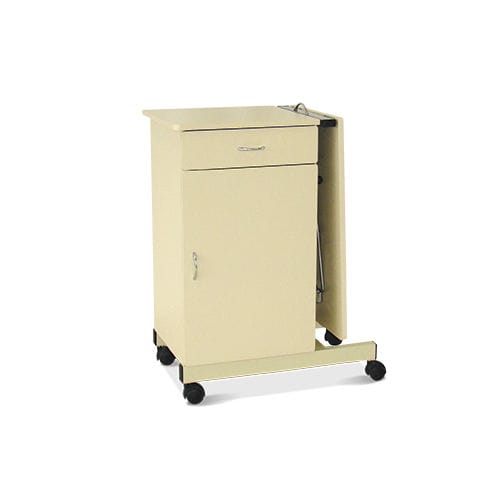 Comodino con rotelle - HM.2025B - Hospimetal - con tavolino servitore integrato / con cassetti