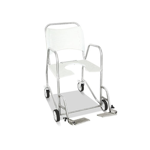 Sedia da doccia con braccioli - HM.2046A - Hospimetal - con rotelle / con apertura igienica / in plastica