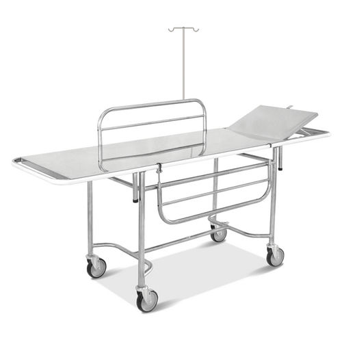 Barella con carrello da trasporto - HM.2019C - Hospimetal - manuale / con schienale regolabile / 2 sezioni