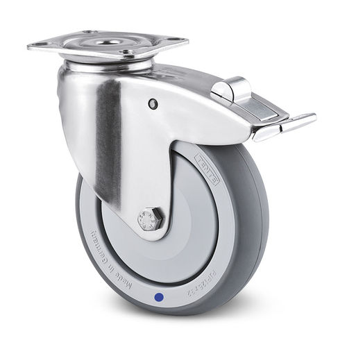 Ruota con freno - 014000120 - Hupfer Metallwerke GmbH & Co. KG - in acciaio inossidabile / girevole