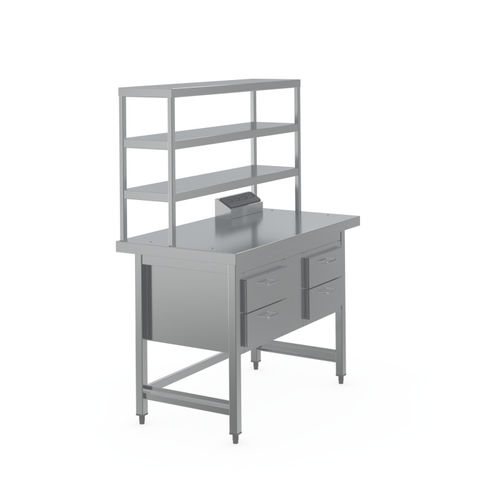 Tavolo di confezionamento di strumenti medici e chirurgici - 7505797 - Hupfer Metallwerke GmbH & Co. KG - rettangolare / con cassetti