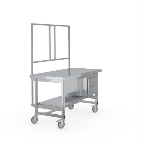 Tavolo di confezionamento di strumenti medici e chirurgici - 7505963 - Hupfer Metallwerke GmbH & Co. KG - rettangolare / su rotelle / con cassetti