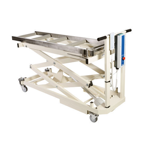 Carrello mortuario a pantografo - FP000048 - HYGECO - elettrico / in acciaio inossidabile / ad altezza regolabile