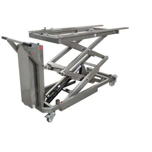 Carrello mortuario a pantografo - FP000053 - HYGECO - elettrico / in acciaio inossidabile / per salme pesanti