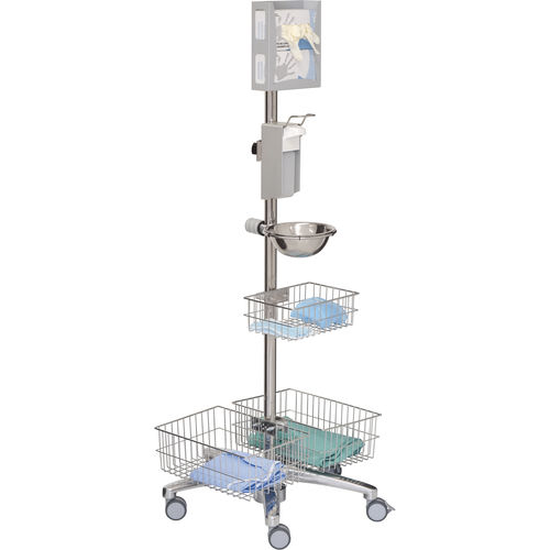 Stazione igienizzante con rotelle - 22413 - Inmoclinc - con cestello / con supporto per gel idroalcolico / con glove box