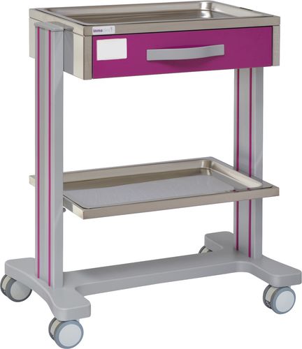 Carrello multifunzione - 70070 - Inmoclinc - in alluminio / 1 cassetto / 2 vassoi
