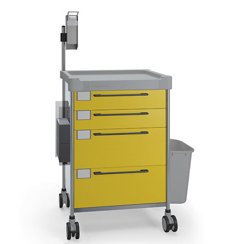 Carrello di isolamento - 3738 Y - Insausti - in acciaio inossidabile / in polietilene / con contenitore laterale