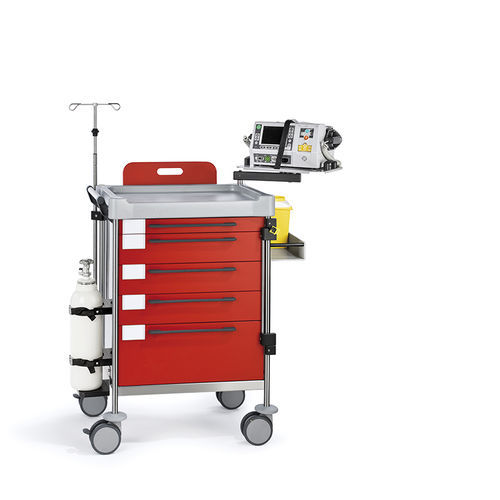 Carrello di emergenza - 1296 R - Insausti - per defibrillatore / in acciaio inossidabile / in polietilene