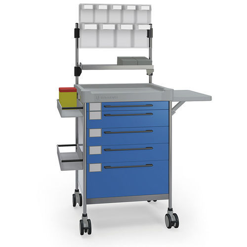 Carrello per anestesia - 3685 B - Insausti - in acciaio inossidabile / in polietilene / 5 cassetti