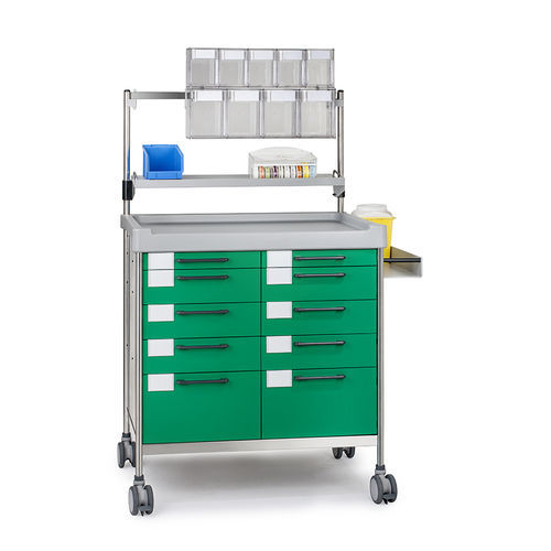 Carrello per anestesia - 3956 G - Insausti - in acciaio inossidabile / in polietilene / con cassettini