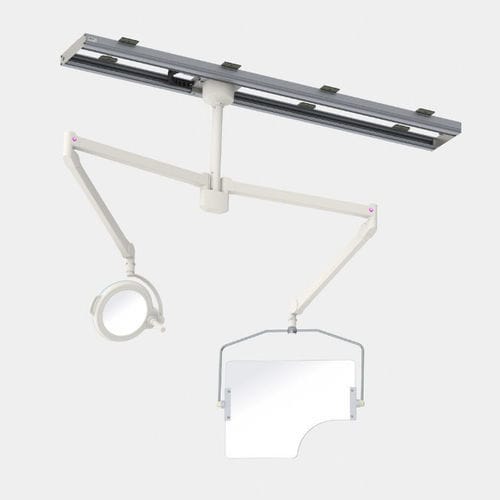 Pannello schermante di radioprotezione raggi X - 351/P68/LED - Kenex Electro-Medical - a soffitto / con finestra / con lampada scialiticha