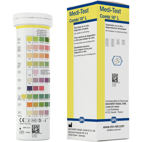 Striscia analitica per analisi di urina - Medi‑Test Combi 10 L  - MACHEREY-NAGEL - di proteine / di glucosio / di bilirubina