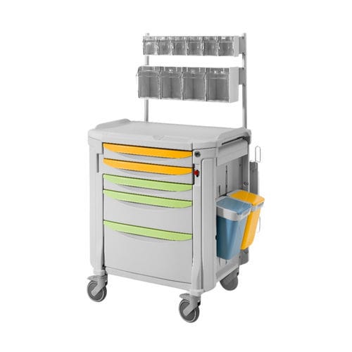Carrello per farmaci - Medtrolley  - Medical Iberica - 5 cassetti / con contenitore laterale / mobile