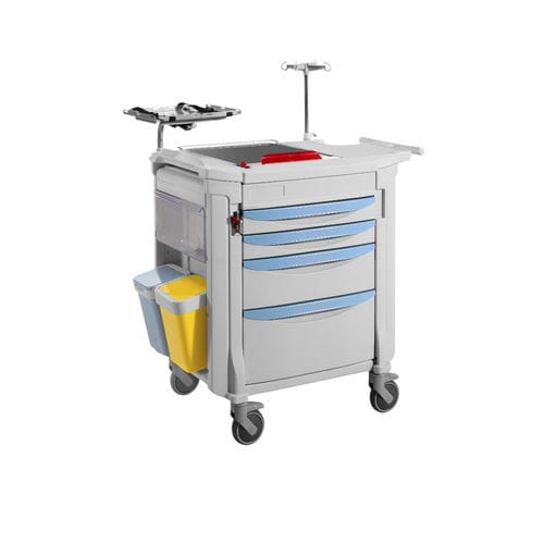 Carrello per farmaci - Medical Iberica - in acciaio inossidabile / 4 cassetti / con tavola per massaggio cardiaco