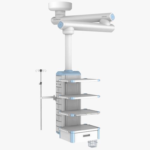 Braccio di distribuzione a soffitto - Mediland Enterprise Corporation - per sala operatoria / articolato / con ripiani