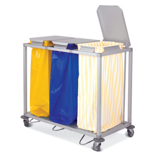 Carrello portabiancheria per sacchi sporchi - Osaka Triple - Mercura Industries - portarifiuti / da trasporto / per biancheria