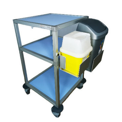 Carrello medico - Gaby Star S - Mercura Industries - per trattamenti / con cestello per rifiuti / 3 ripiani