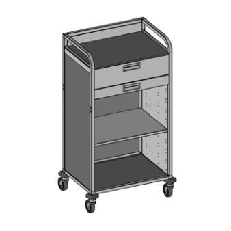 Carrello medico - Medicar H3 - Mercura Industries - di trasporto / in alluminio anodizzato / 2 cassetti