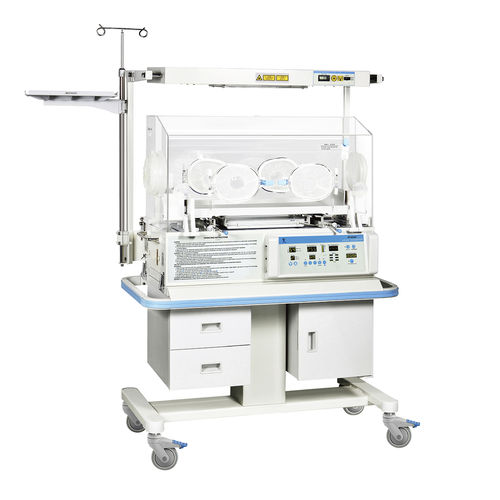 Incubatrice neonatale con rotelle - YP-90AC - Ningbo David Medical Device - con lampada per fototerapia / con contenitore / con 4 finestre operative
