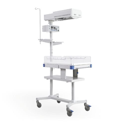 Tavolo di rianimazione neonatale con lampada per fototerapia - HKN-90 - Ningbo David Medical Device - su rotelle / con timer APGAR / con allarme