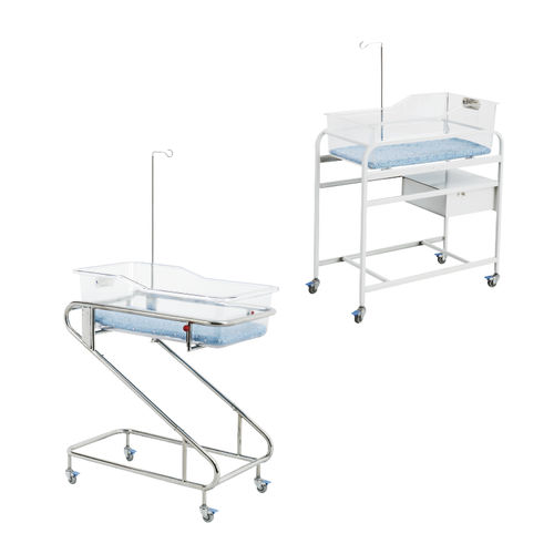 Culla pediatrica con rotelle - YC-B - Ningbo David Medical Device - con asta portaflebo / con scomparti / in acciaio inossidabile