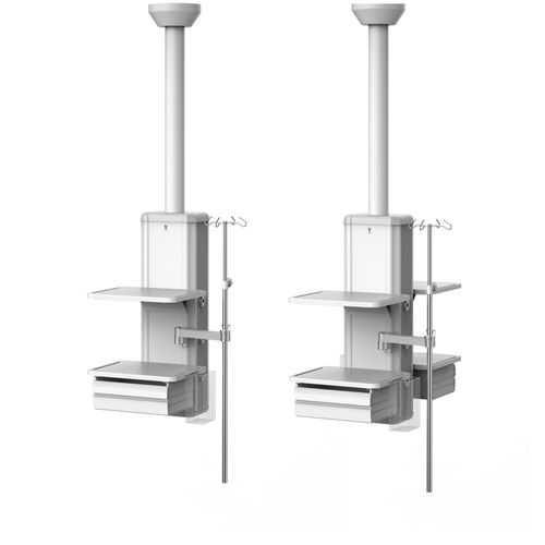 Colonnina di distribuzione a soffitto - DP series - Ningbo David Medical Device - per terapia intensiva / modulare / con ripiani