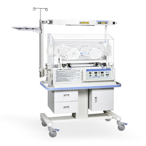 Incubatrice neonatale con rotelle - YP-90 series - Ningbo David Medical Device - con contenitore / con 4 finestre operative