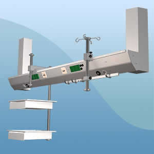 Trave tecnica a soffitto - I - Pneumatik Berlin - per terapia intensiva / per sala operatoria / con ripiani