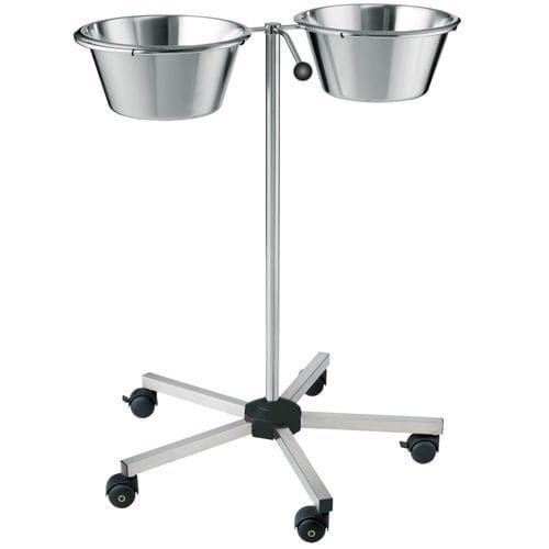 Porta-catino con due catini - S0112002 - provita medical - con rotelle / in acciaio inossidabile