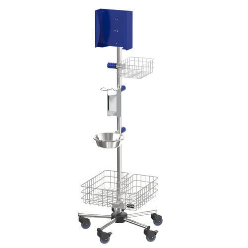 Stazione igienizzante con rotelle - S02512PB - provita medical - con supporto per gel idroalcolico / con glove box / con cestello