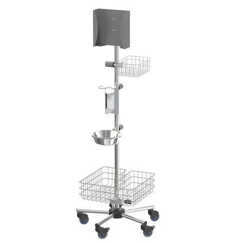 Stazione igienizzante con rotelle - S025120S - provita medical - con supporto per gel idroalcolico / con glove box / con cestello