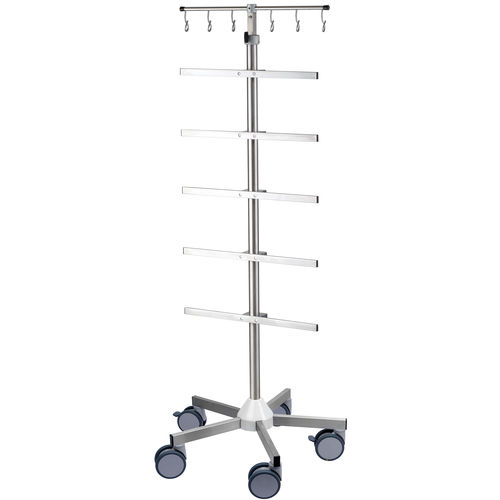 Asta portaflebo con rotelle - ISP|125 - provita medical - 6 ganci / per pompe-siringa / ad altezza regolabile
