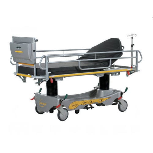 Barella con carrello di emergenza - ES7 series - Savion Industries - per traumatologia / idraulica / ad altezza regolabile