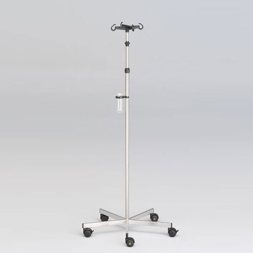Asta portaflebo con rotelle - 242.2350.0 - SCHMITZ medical GmbH - a pavimento / 4 ganci / in acciaio inossidabile
