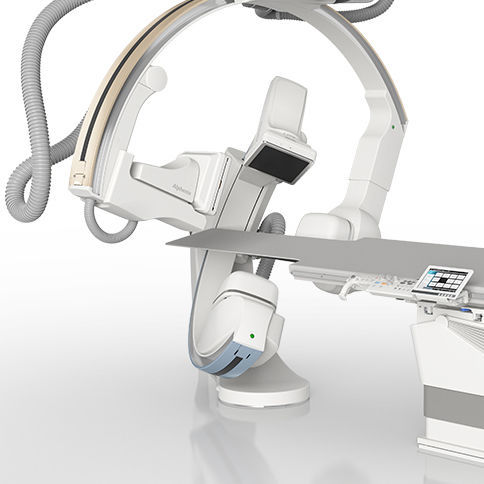 Sistema di fluoroscopia digitale - Alphenix / Evolve Edition - Canon Medical Systems Europe - per fluoroscopia cardiovascolare / con amplificatore di brillanza fissato a pavimento