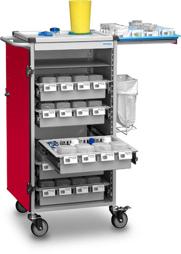 Carrello per farmaci - B10.009 - Wiegand AG - di distribuzione di farmaci / di stoccaggio / con cestello per rifiuti