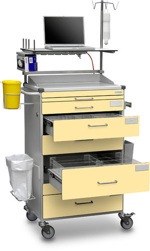 Carrello per anestesia - B10.037 - Wiegand AG - per farmaci / con supporto per computer portatile / con supporto per sacco dei rifiuti
