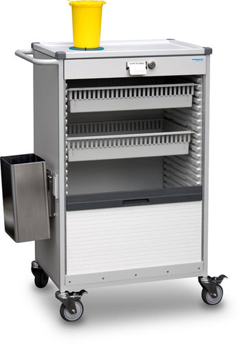 Carrello portastrumenti - B11.008 - Wiegand AG - per cartelle mediche / per trattamenti / con cestello per rifiuti