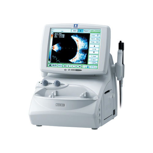 Ecografo su piattaforma con carrello - US-4000 - NIDEK - per ecografia oftalmica / in bianco e nero / con touch screen